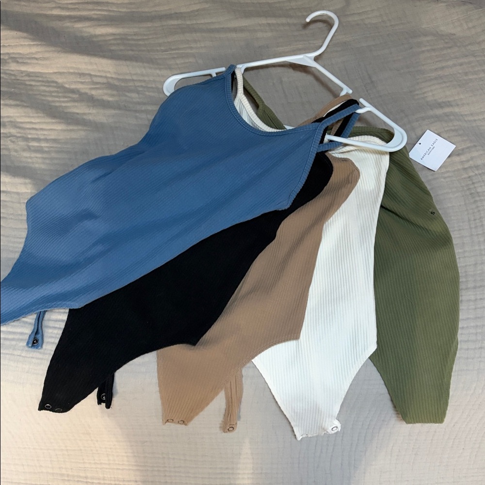 Set of Five Ribbed American Eagle Bodysuits